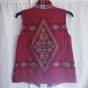 Plaid Vest Tribal Country Western Geometric Print Back